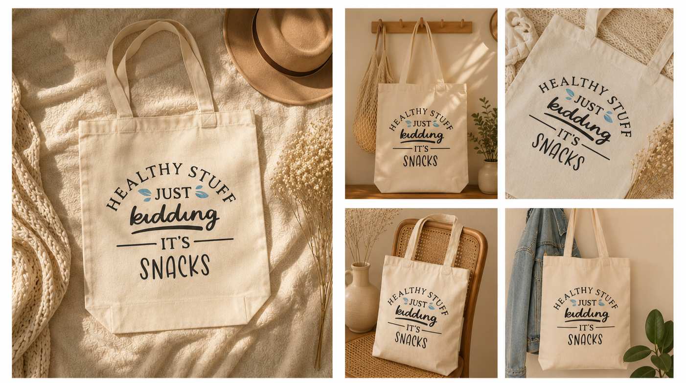 Healthy Stuff, Just Kidding, It's Snacks - Canvas Tote Bag