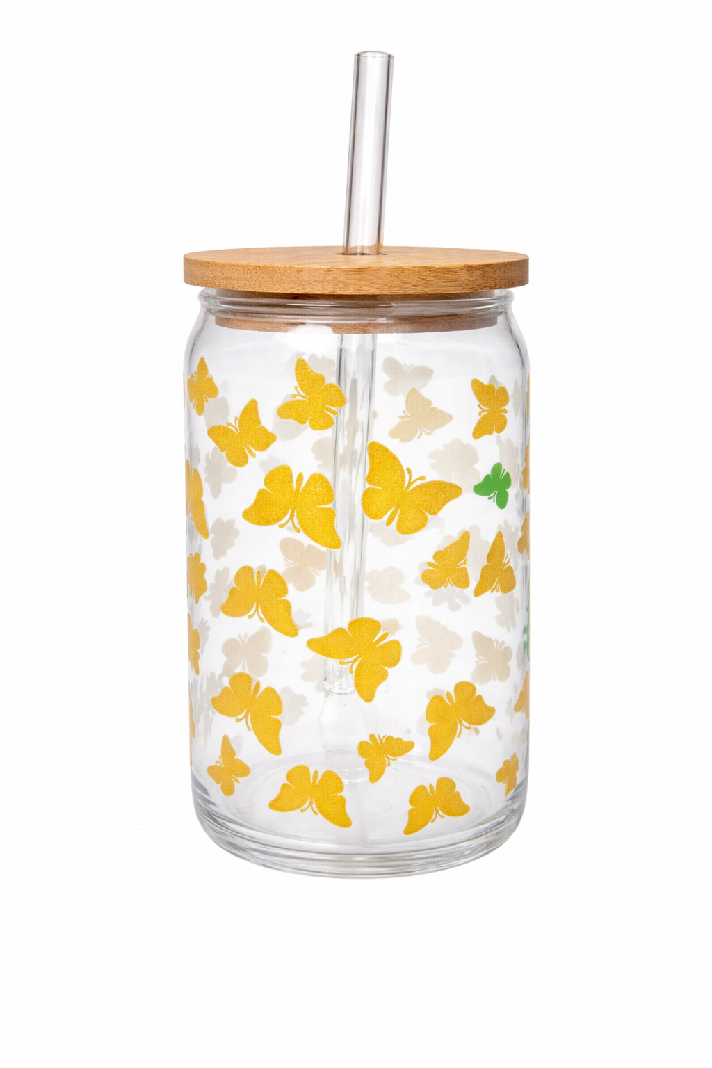 Gold Butterfly Autism Awareness Glass Cup - 16 oz
