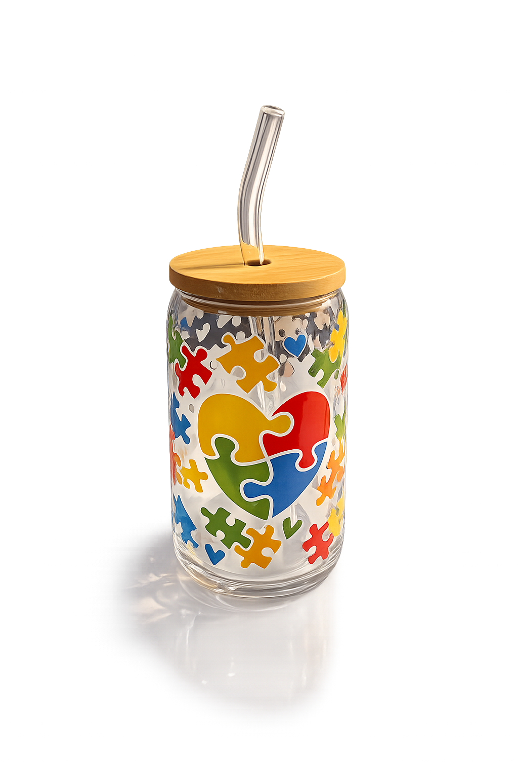 Autism Awareness Puzzle Glass Cup - 16 oz