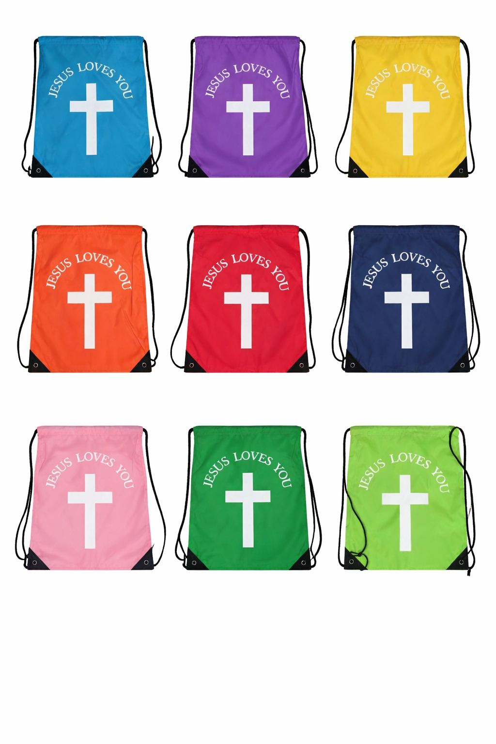 Jesus Loves You Drawstring Backpack - Faith-Based Everyday Bag