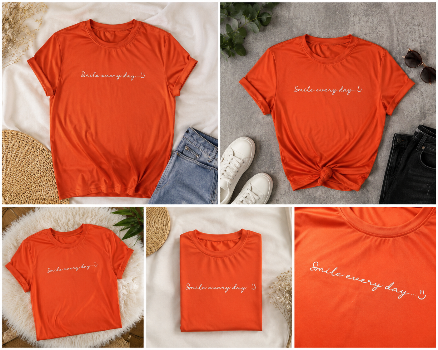 Smile Every Day Orange Graphic Tee