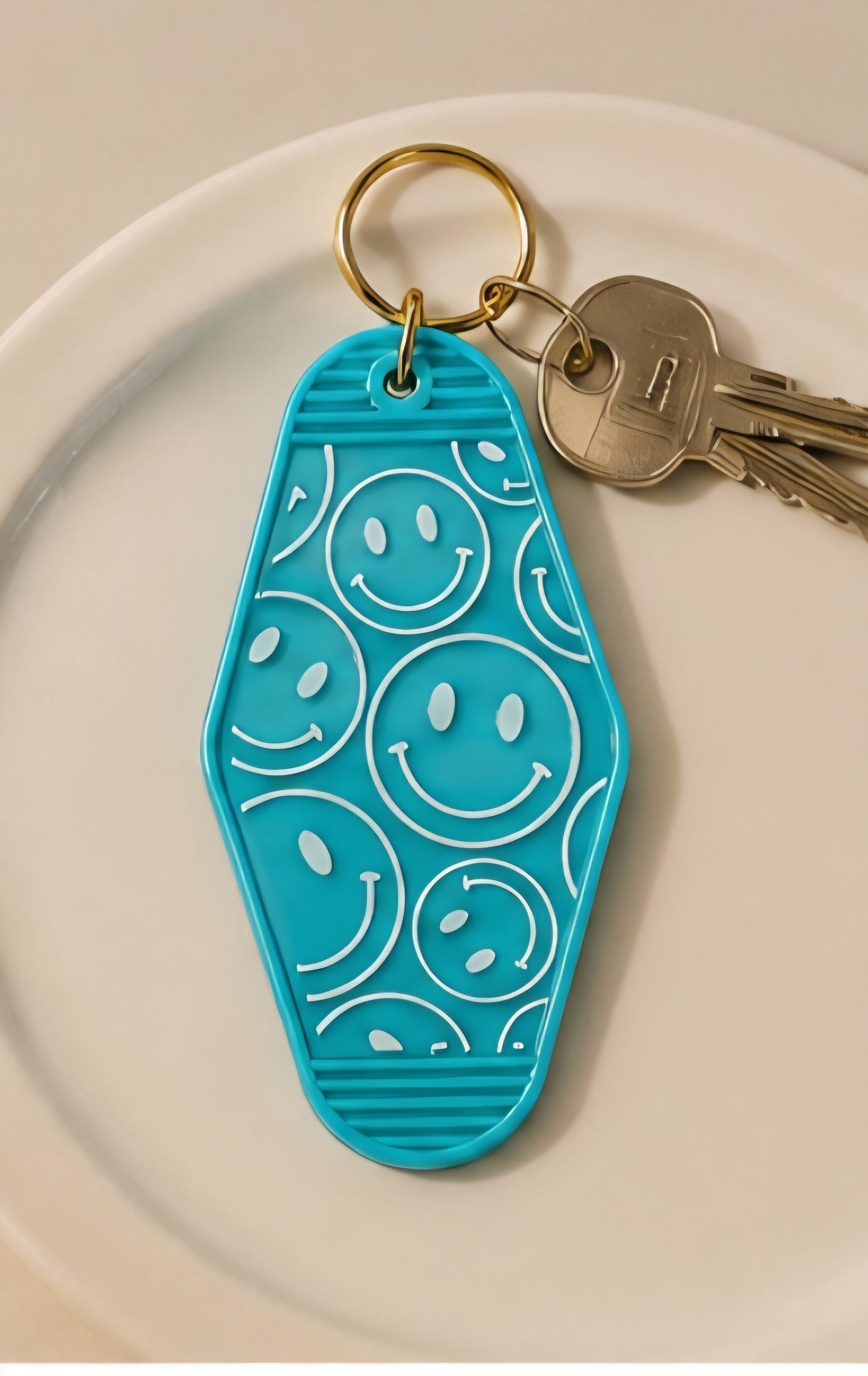Shine Bright Smiley Motel Keychain