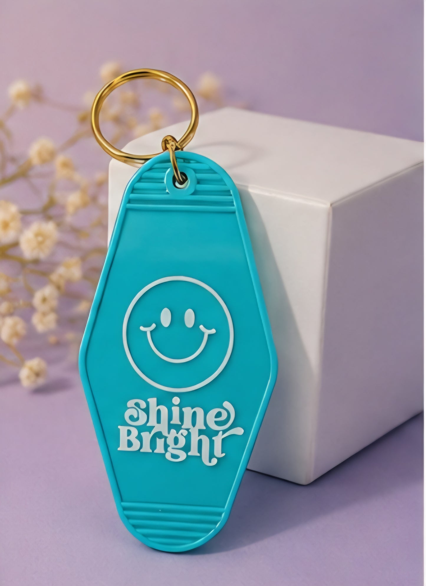 Shine Bright Smiley Motel Keychain